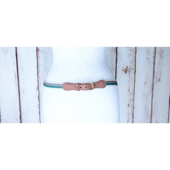 Striped stretch elastic chord leather belt  - 40 - Picture 1 of 3
